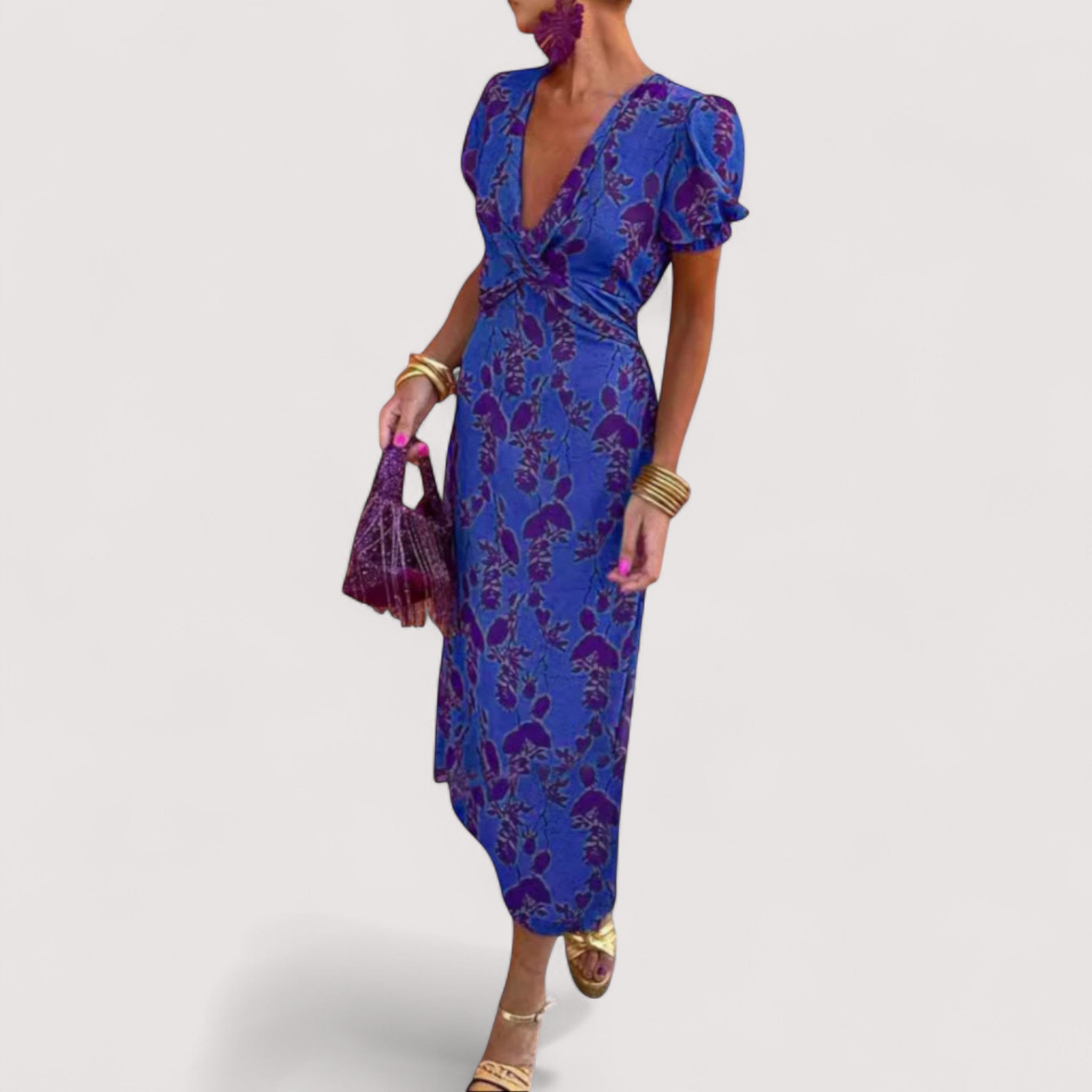 Adelina™ | Blumenkleid mit V-Ausschnitt