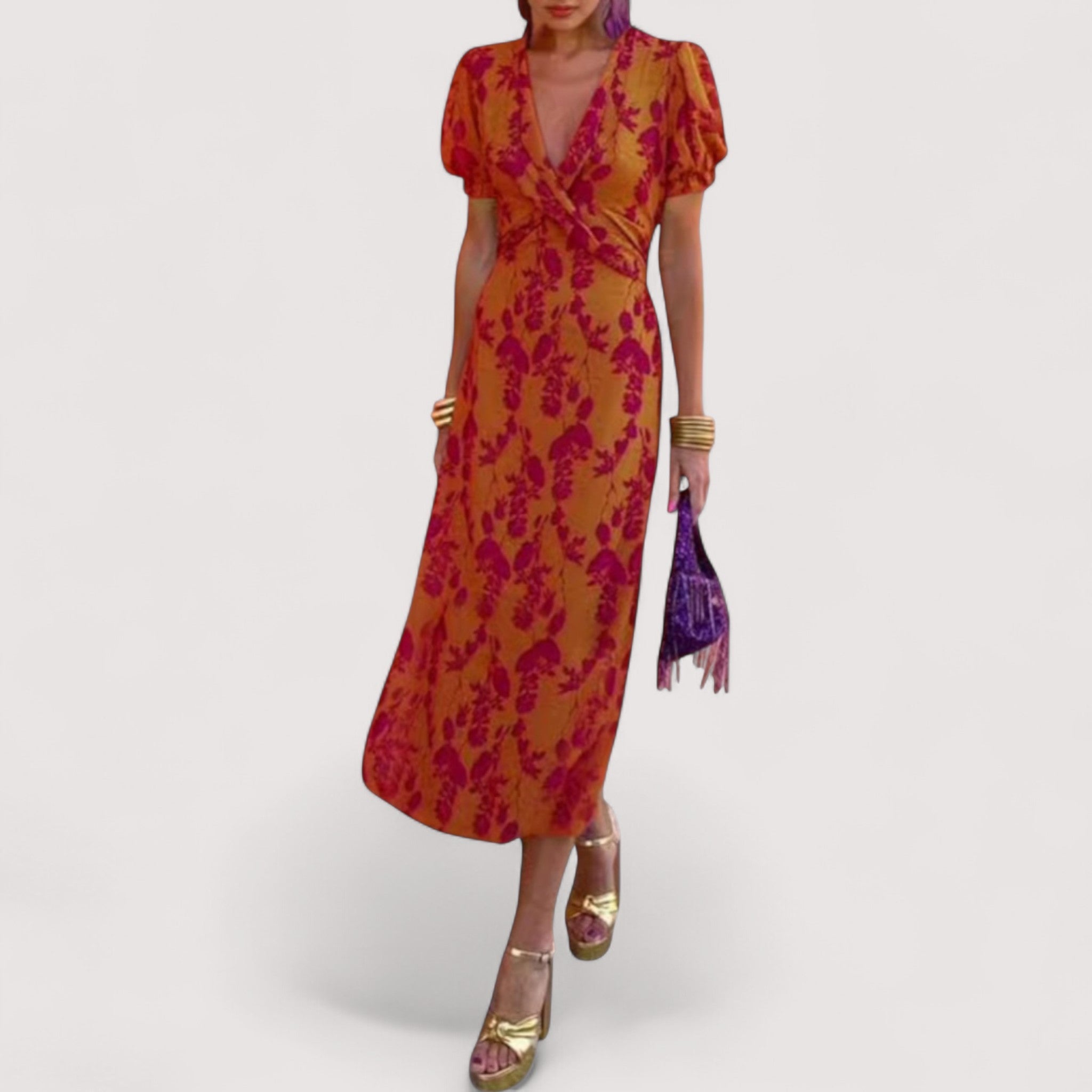 Adelina™ | Blumenkleid mit V-Ausschnitt