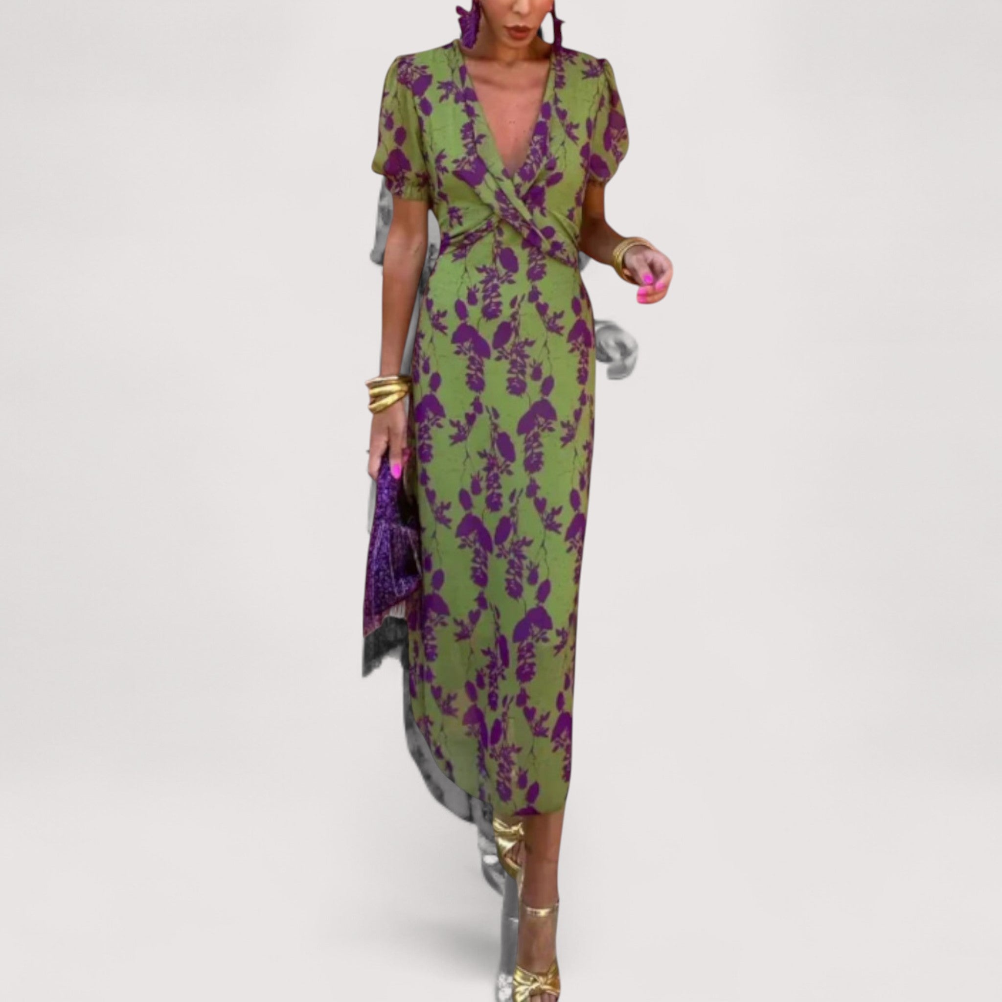 Adelina™ | Blumenkleid mit V-Ausschnitt